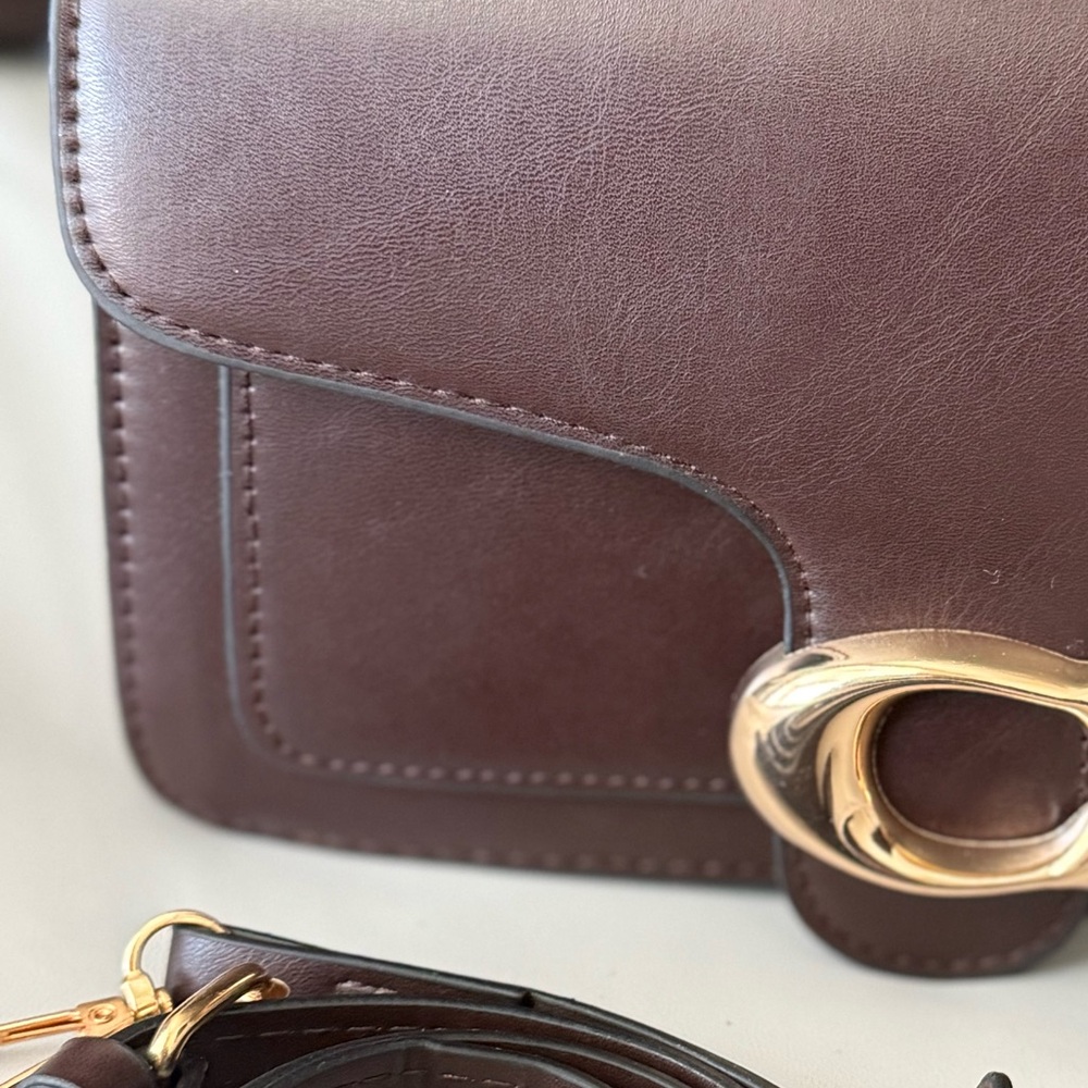 Chocolate Brown eco Leather Crossbody Bag with Gold Hardware